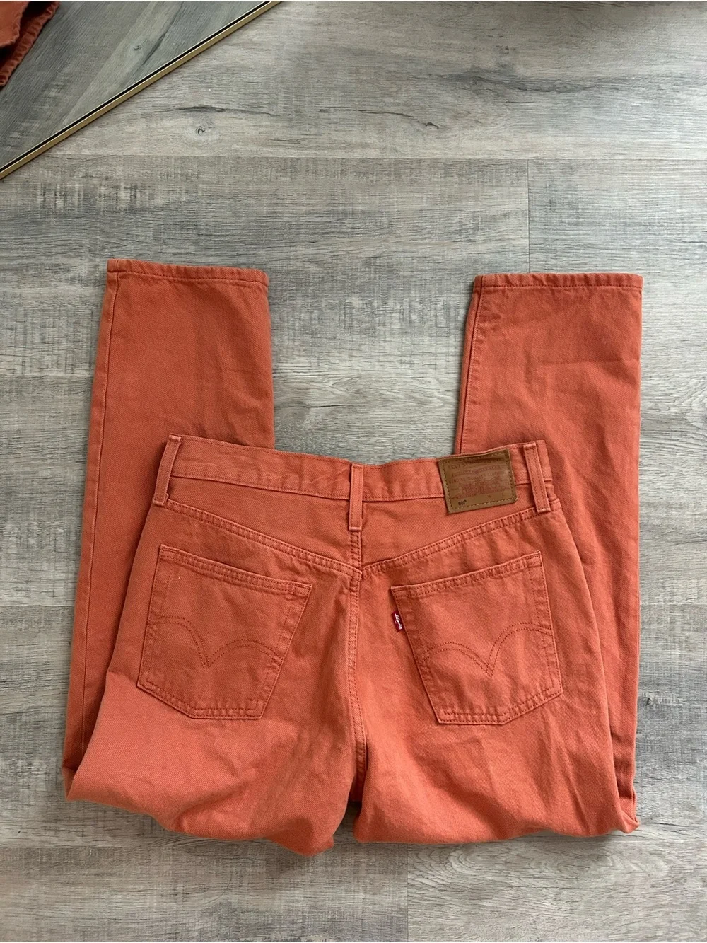Levi’s Premium 501 Original Crop Jeans 28x26 Terracotta Burnt Orange Button Fly